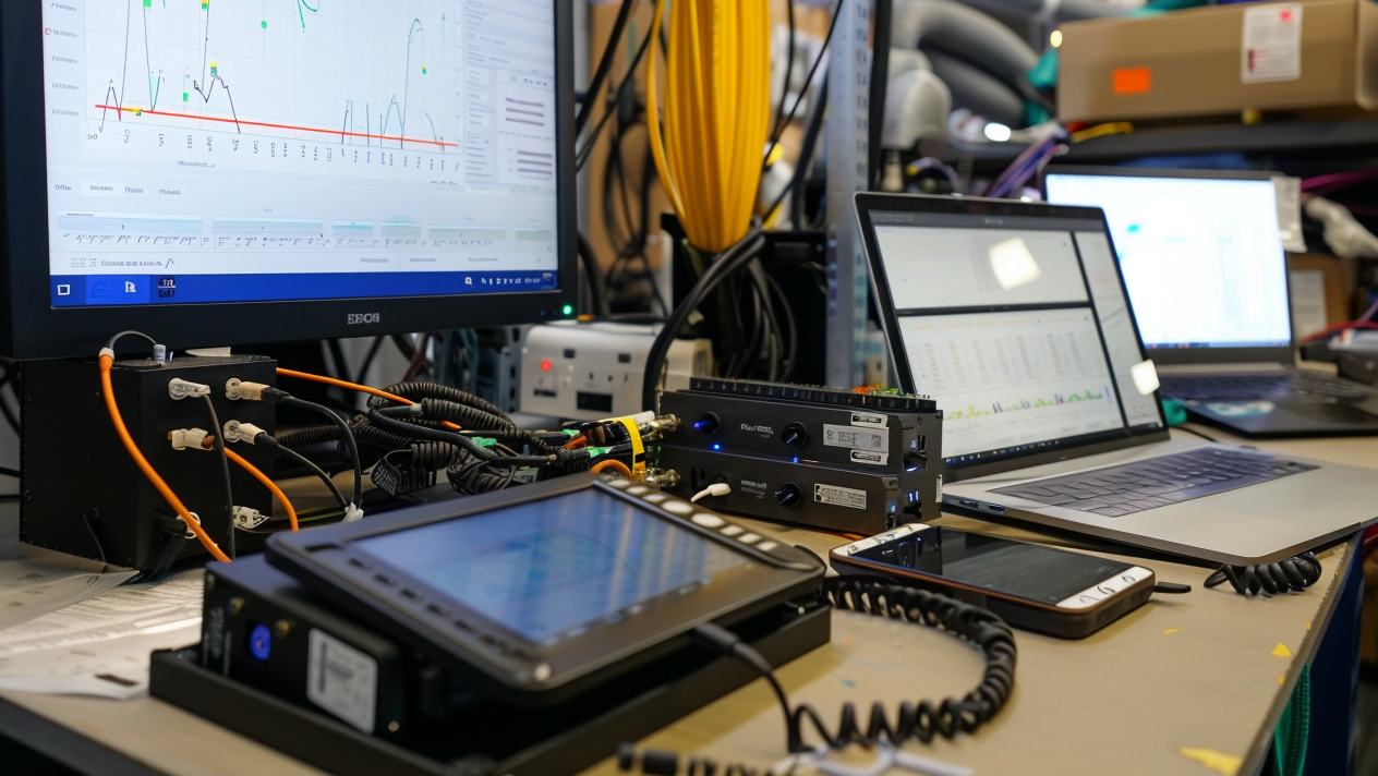 Tavolo di un laboratorio informatico durante la certificazione di messaggi WhatsApp