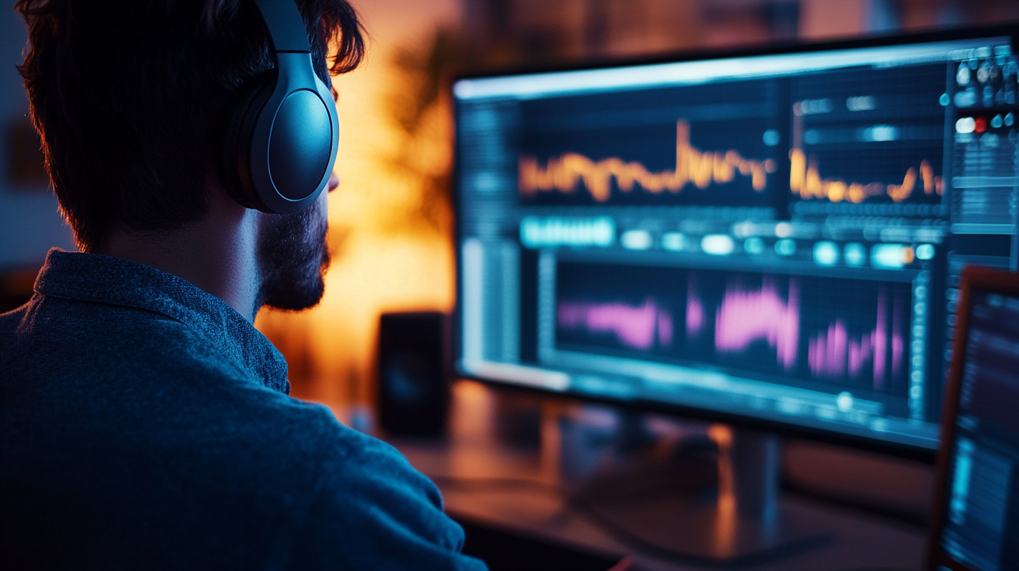 Un uomo davanti ad un computer per una perizia