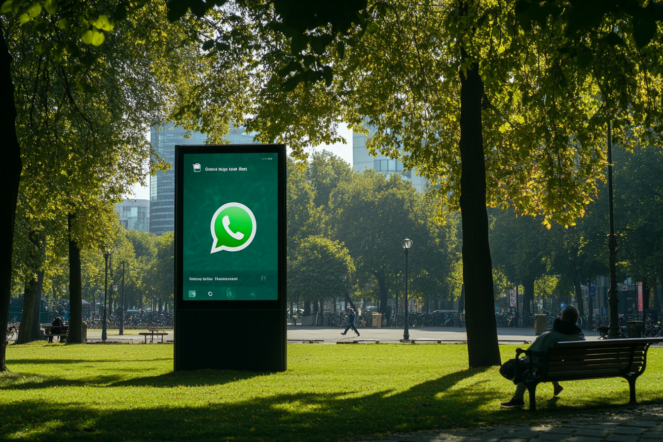 Cartellone di WhatsApp all'interno di un parco